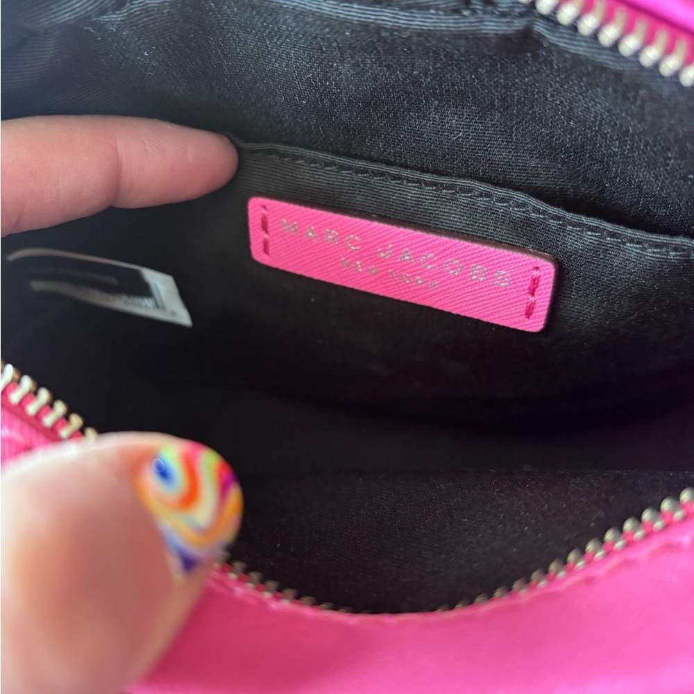 Marc Jacobs Bright Pink Playback Half Moon Saffiano Leather Small Crossbody Bag - Picture 8 of 12